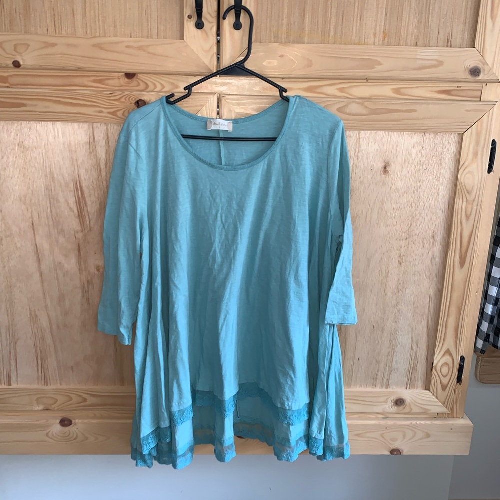 Altar’d state blue lace bottom knit shirt size L